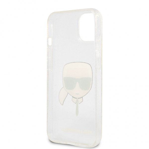Karl Lagerfeld iPhone 13 Mini -kuori, täynnä hopeaglitteriä