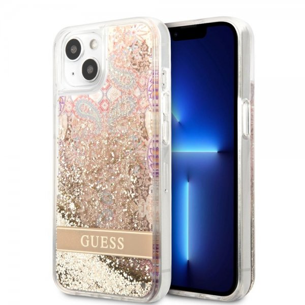 Guess iPhone 13 Mini Kuori Liquid Glitter Paisley Pattern Kulta