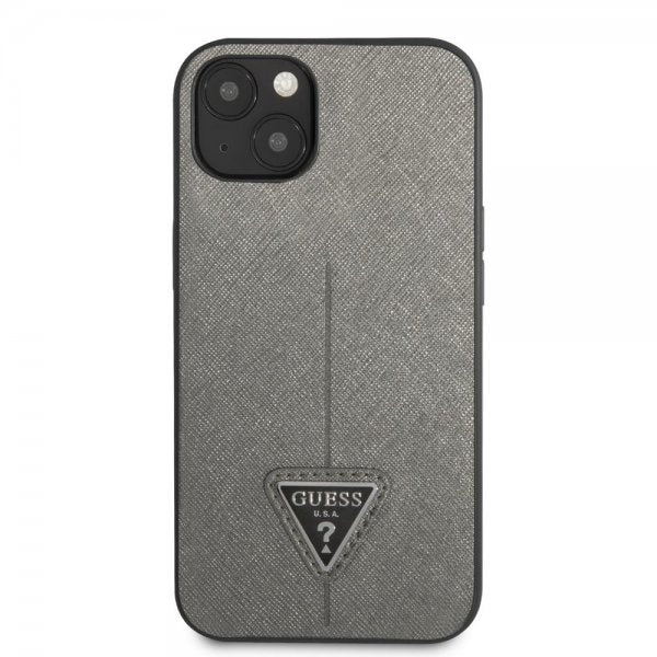 Guess iPhone 13 Mini Suojakuori Saffiano Metal Triangle Silver