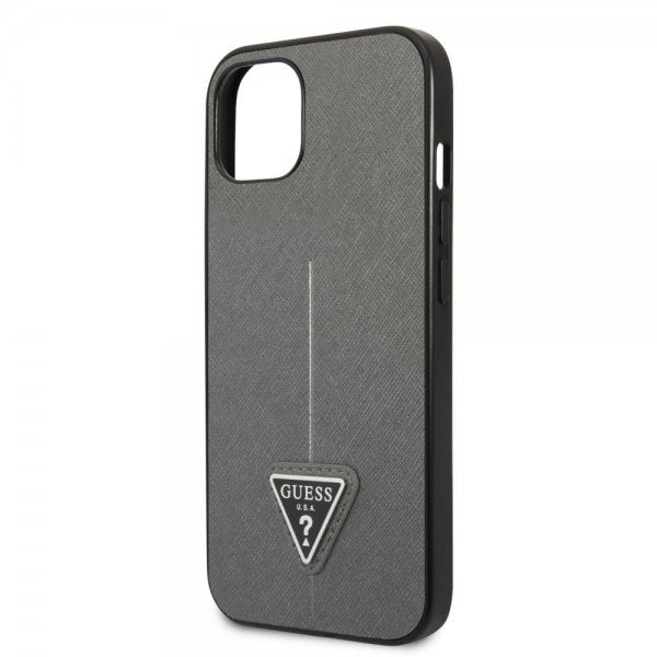 Guess iPhone 13 Mini Suojakuori Saffiano Metal Triangle Silver