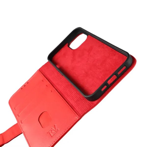Rvelon iPhone 13 Kotelo Aito Nahka Korttipaikka Punainen