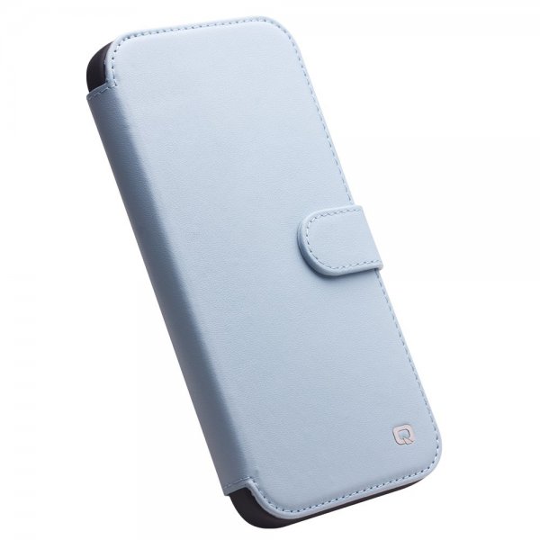 Qialino iPhone 13 Pro Kotelo Aito nahka Korttipaikka Sininen