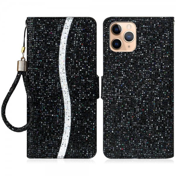 iPhone 13 Pro Kotelo Glitterraita Musta