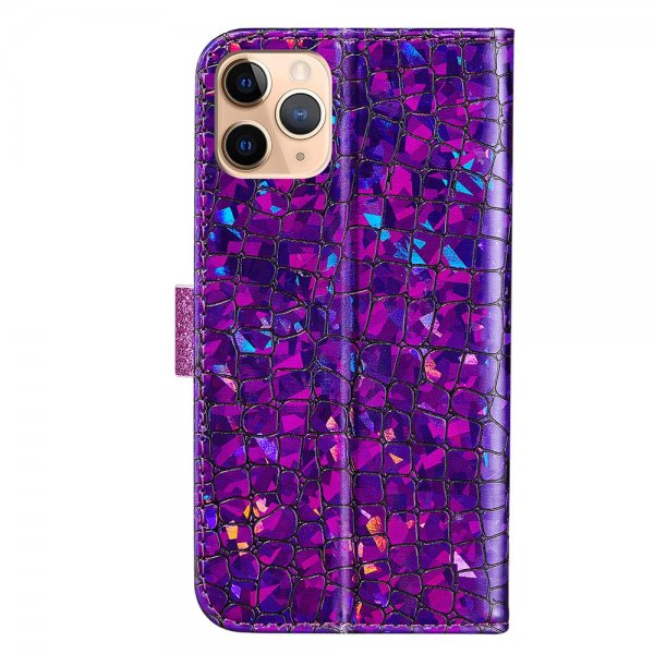 iPhone 13 Pro -kotelo, krokotiilikuvio, glitterliila