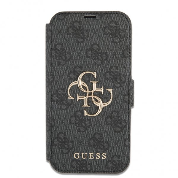 Guess iPhone 13 Pro -suojakuori, metallinen logo, harmaa