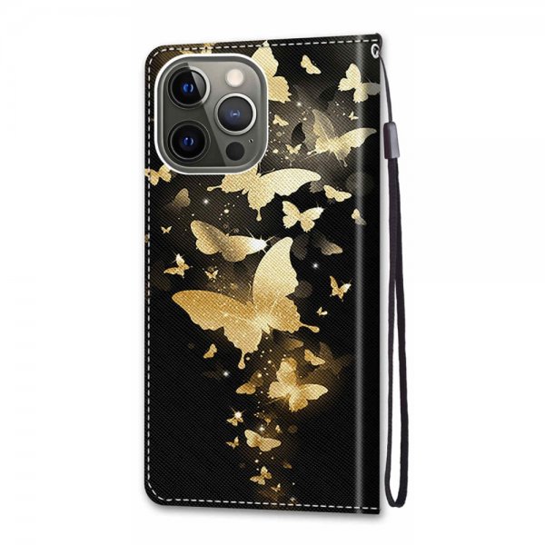 iPhone 13 Pro -kotelo kultaisin perhoskuvioin