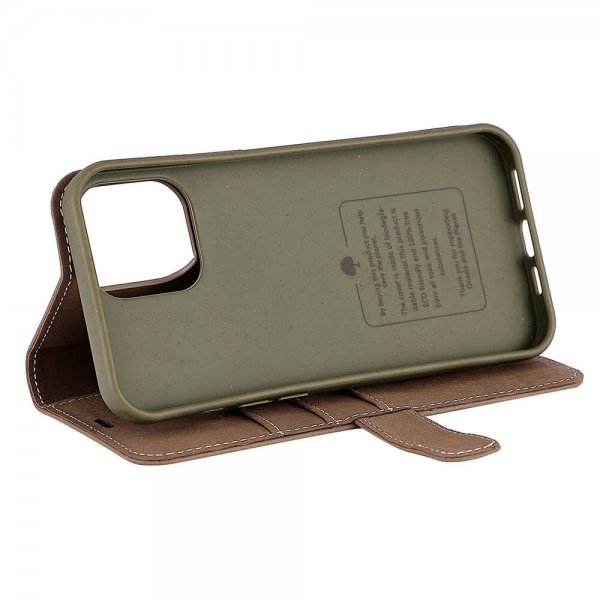 Onsala iPhone 13 Pro Max -kotelo, ECO Wallet, ruskea