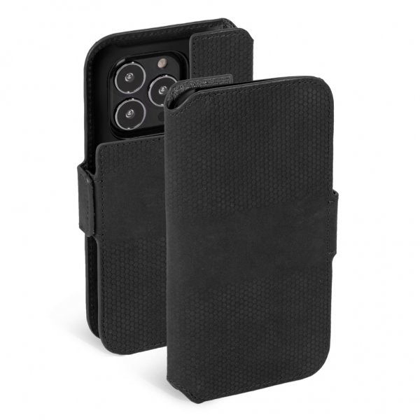 Krusell iPhone 13 Pro Max -kotelo, Leather PhoneWallet, musta