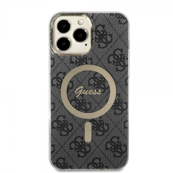 Guess iPhone 13 Pro Max -kuori 4G Pattern MagSafe, musta