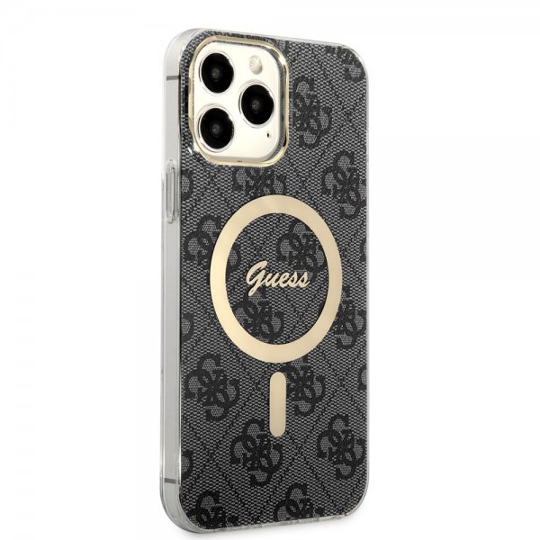 Guess iPhone 13 Pro Max -kuori 4G Pattern MagSafe, musta