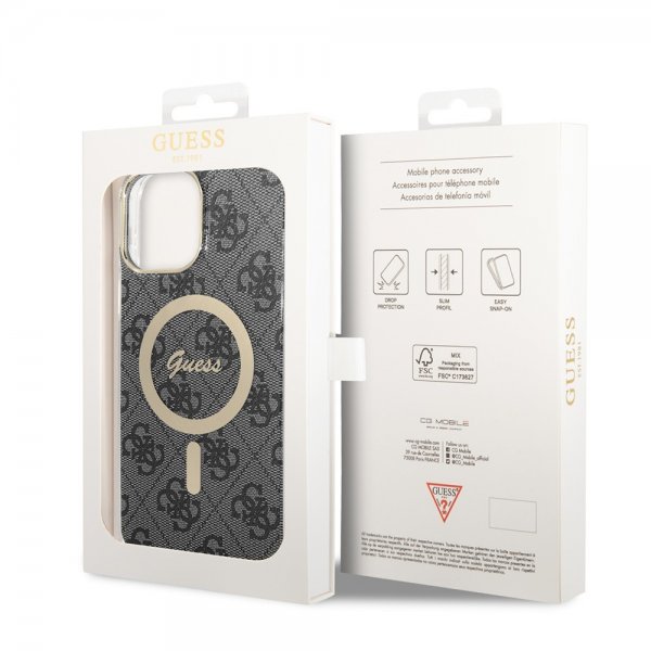 Guess iPhone 13 Pro Max -kuori 4G Pattern MagSafe, musta