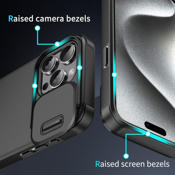 iPhone 13 Pro Max -kuori Camera Slide, musta