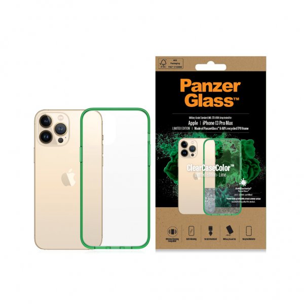 PanzerGlass iPhone 13 Pro Max ClearCase Color Lime -suojakuori