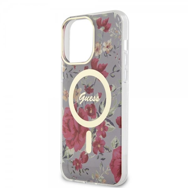 Guess iPhone 13 Pro Max kuori Flower MagSafe Khaki