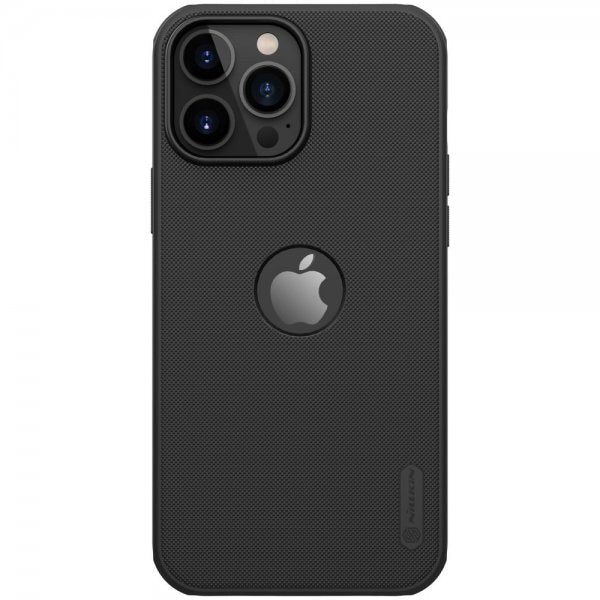 Nillkin iPhone 13 Pro Max -suojakuori, Frosted Shield Logo Cutout, musta