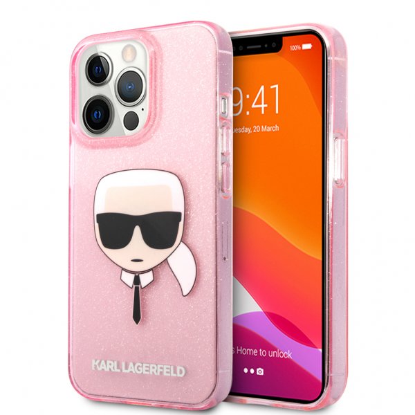 Karl Lagerfeld iPhone 13 Pro Max Kuori Full Glitter Pinkki