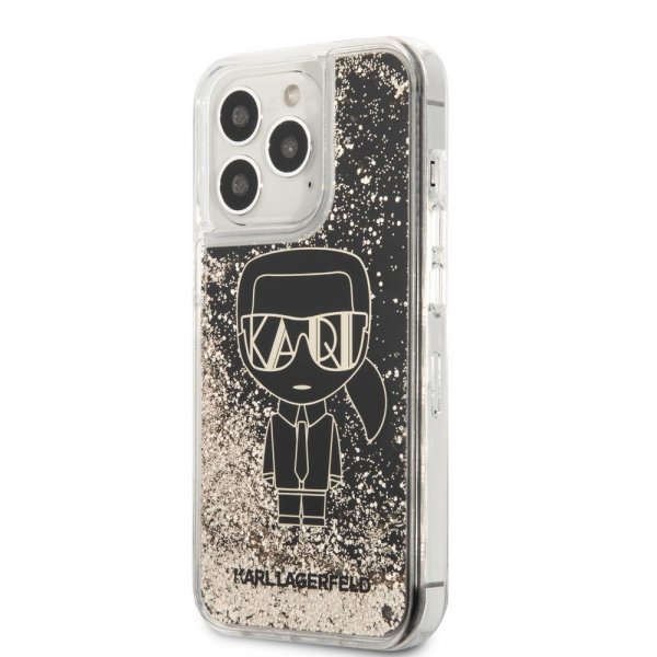 Karl Lagerfeld iPhone 13 Pro Max Suojakuori Liquid Glitter Gatsby Musta