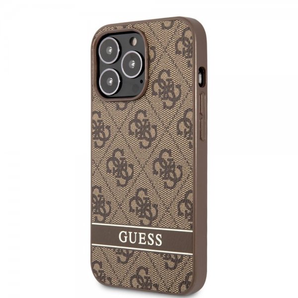 Guess iPhone 13 Pro Max -kuoret Printed Stripe Bottom, ruskea