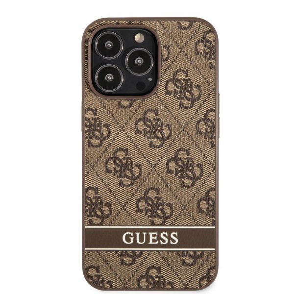 Guess iPhone 13 Pro Max -kuoret Printed Stripe Bottom, ruskea