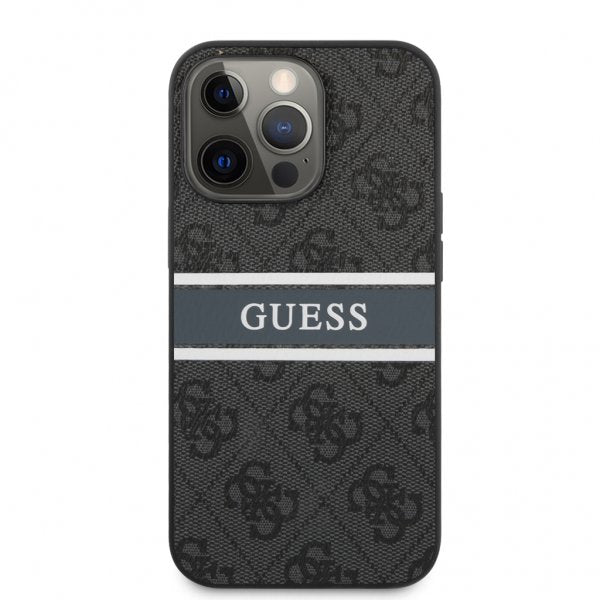 Guess iPhone 13 Pro Max kuori Printed Stripe, harmaa