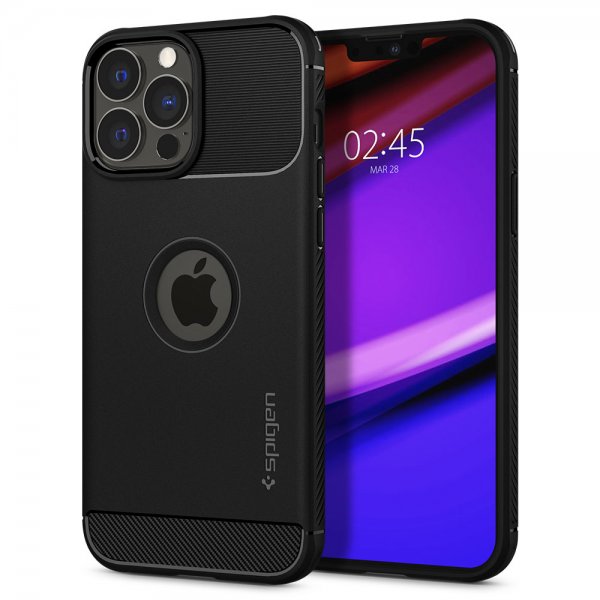Spigen iPhone 13 Pro Max Suojakuori Rugged Armor Mattamusta
