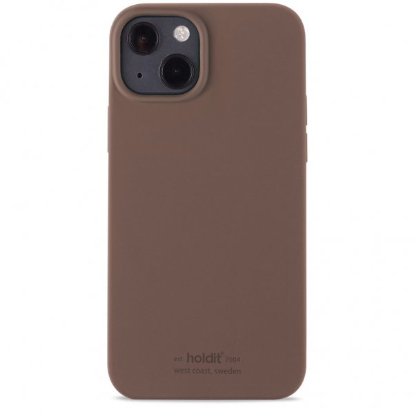 holdit iPhone 13 -silikonisuojakuori, tummanruskea