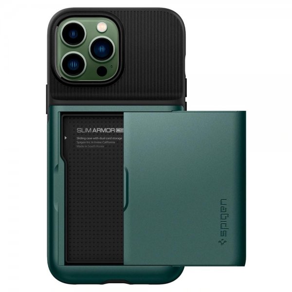 Spigen iPhone 13 Pro Max -suojakuori Slim Armor CS Midnight Green