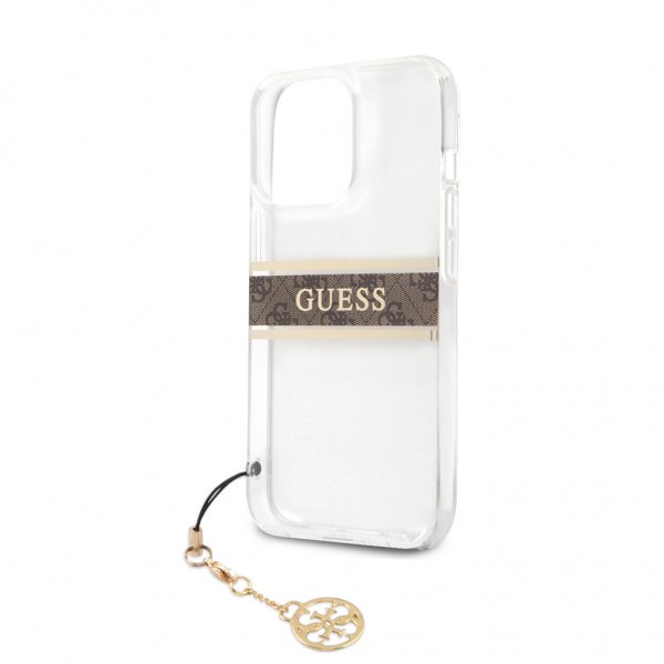 Guess iPhone 13 Pro Max Suojakuori Stripe Charm Ruskea