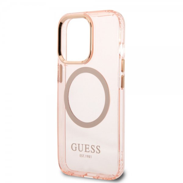 Guess iPhone 13 Pro Max -kuori läpikuultava MagSafe vaaleanpunainen