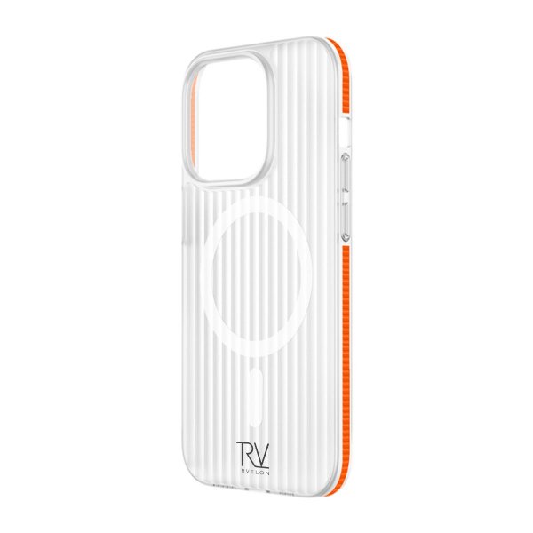 Rvelon iPhone 13 Pro -kuori, aaltopahvikuosi, MagSafe, oranssi