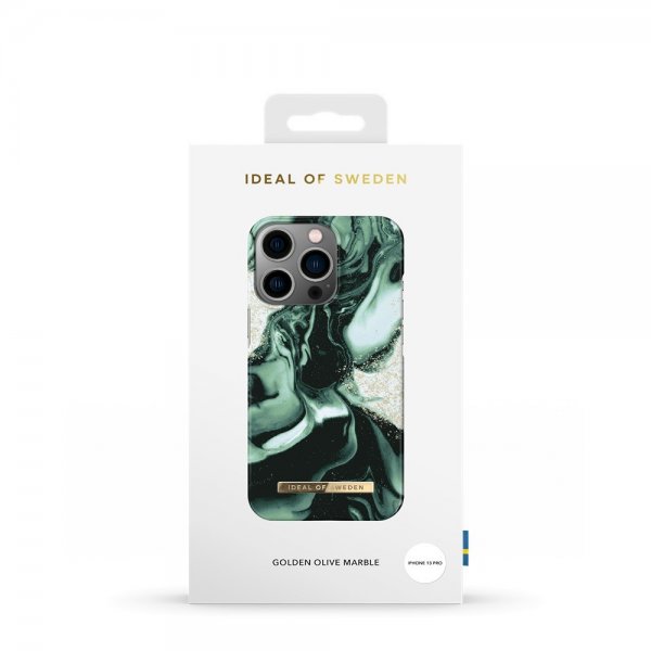 Ideal of Sweden iPhone 13 Pro Fashion Case Golden Olive Marble