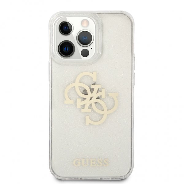 Guess iPhone 13 Pro -suojakuori, täysin läpinäkyvä glitter