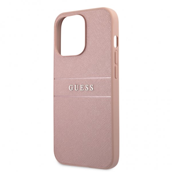 Guess iPhone 13 Pro Suojakuori Hot Stamp Metal Logo Pinkki