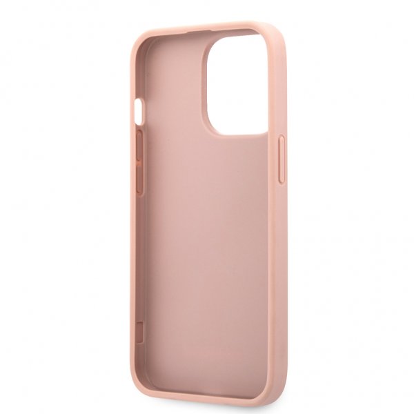 Guess iPhone 13 Pro Suojakuori Hot Stamp Metal Logo Pinkki
