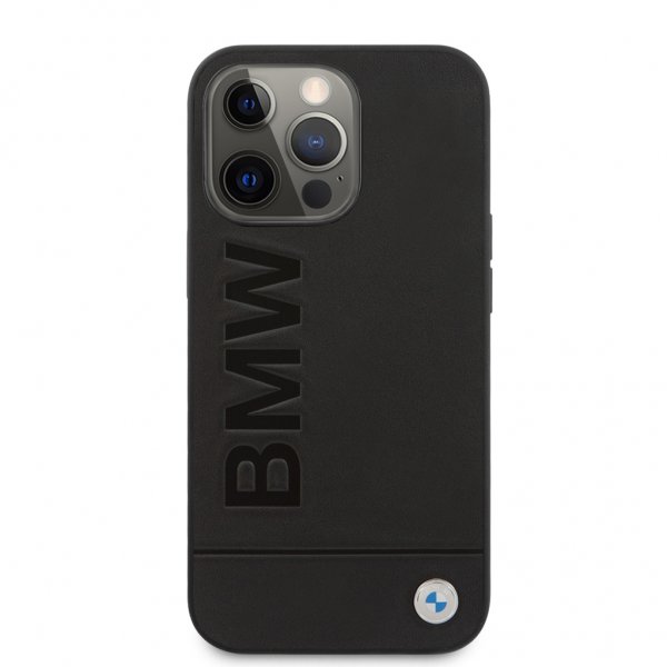 BMW iPhone 13 Pro -suojakuori Hot Stamp Metal Logo, musta