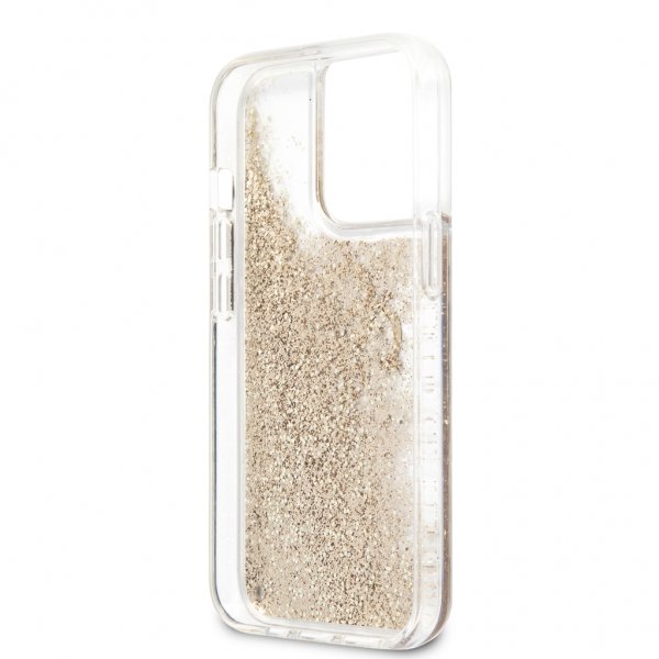 Guess iPhone 13 Pro -suojakuori Liquid Glitter, kulta
