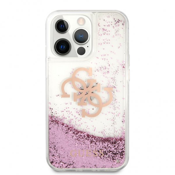 Guess iPhone 13 Pro -suojakuori Liquid Glitter, ruusukulta