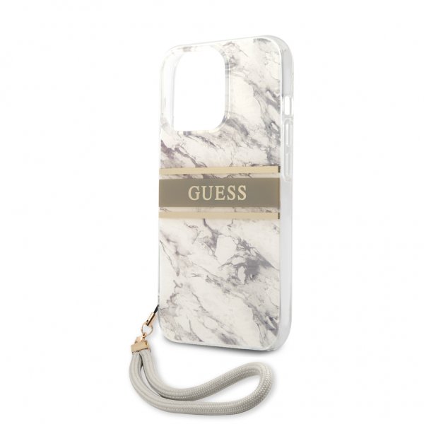 Guess iPhone 13 Pro -suojakuori Marble Design Stripe Harmaa
