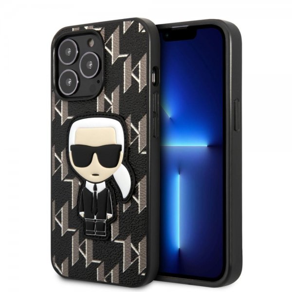 Karl Lagerfeld iPhone 13 Pro Suojakuori Monogram Iconic Patch Musta