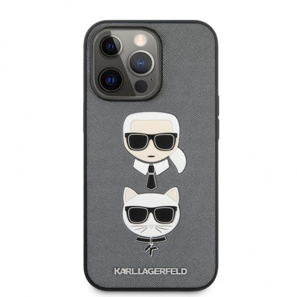Karl Lagerfeld iPhone 13 Pro Saffiano Silver -suojakuori