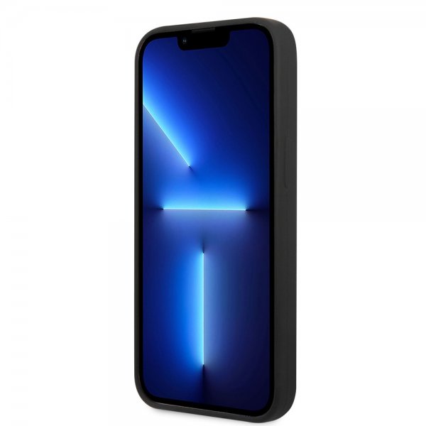 Guess iPhone 13 Pro -silikonikuori, metallilevy, MagSafe, musta