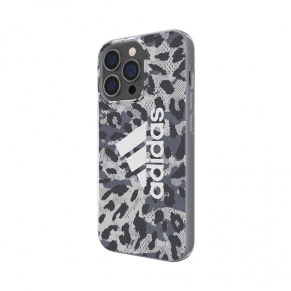 Adidas iPhone 13 Pro kuori, Snap Case Leopardinharmaa
