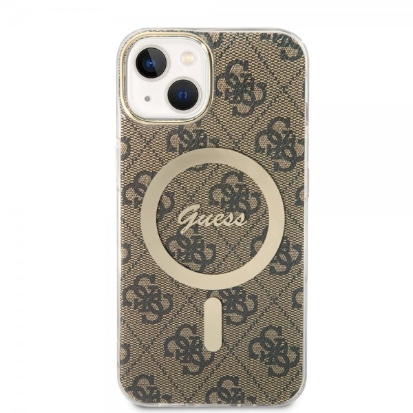 Guess iPhone 13 Kuori 4G Pattern MagSafe Ruskea