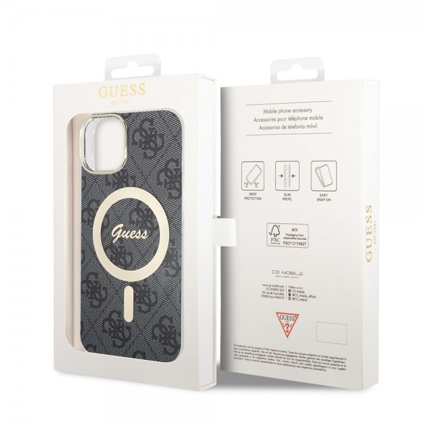 Guess iPhone 13 Kuori 4G Pattern MagSafe Musta