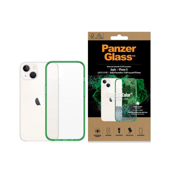 PanzerGlass iPhone 13 Kuori ClearCase Color Lime