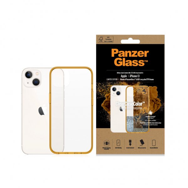 PanzerGlass iPhone 13 -suojakuori ClearCase Color Tangerine