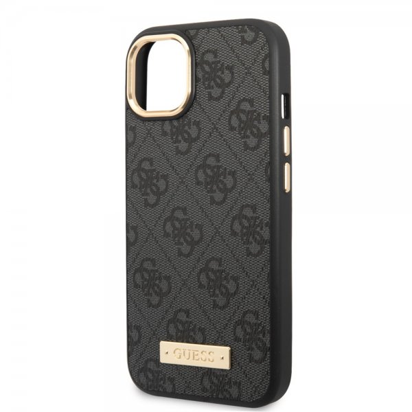 Guess iPhone 13 Kuori Metal Plate Logo MagSafe Musta