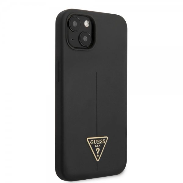 Guess iPhone 13 Kuori Metal Triangle Musta