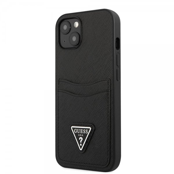 Guess iPhone 13 Kuori Saffiano Double Cardslot Musta
