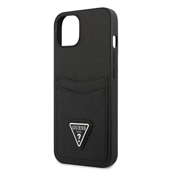 Guess iPhone 13 Kuori Saffiano Double Cardslot Musta